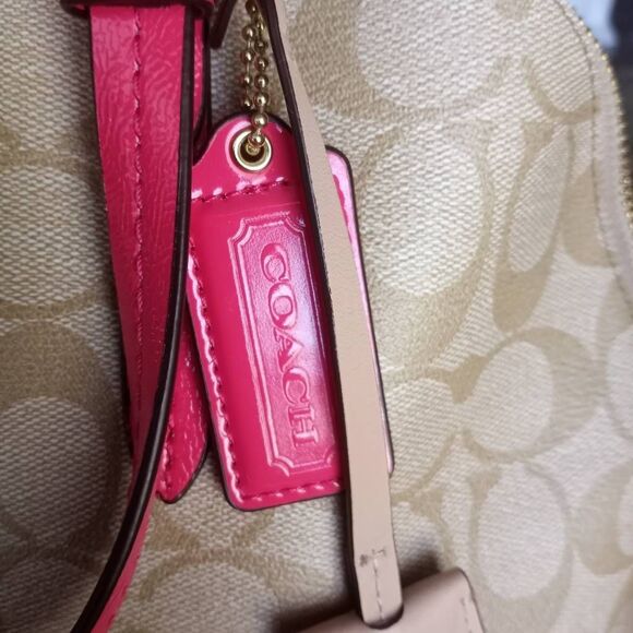 Coach Peyton Signature Cora Domed Satchel Pink & Tan EUC - Picture 8 of 8
